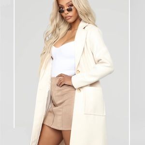 Cream Long Lined Pea Coat NWOT